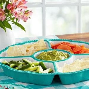 The Pioneer Woman Folk Geo Chips & Dip Melamine Serve ware Platter, Teal